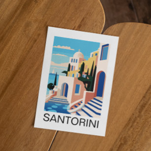 Carte Postale Peinture de Santorin Grèce