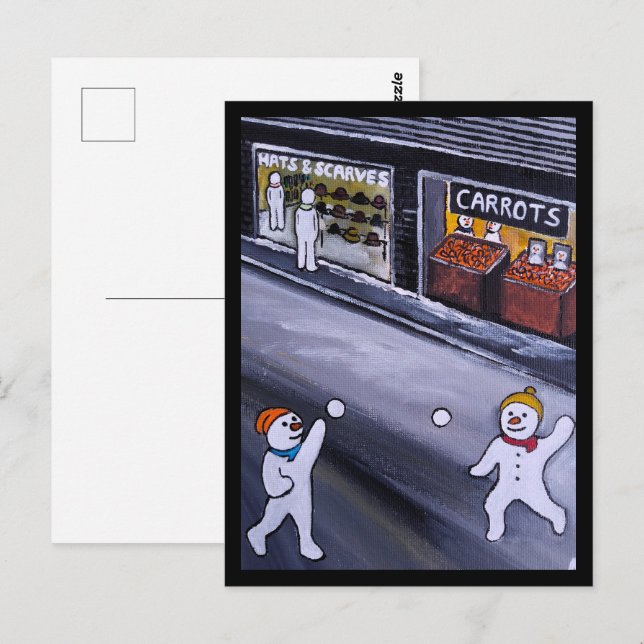Carte Postale Peinture de Snow Town par Alfred Fox (Devant / Derrière)