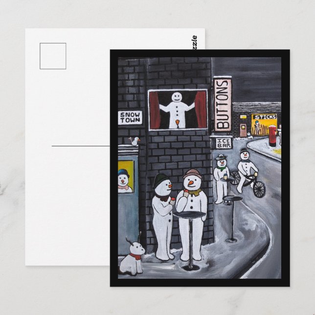 Carte Postale Peinture de Snow Town par Alfred Fox (Devant / Derrière)