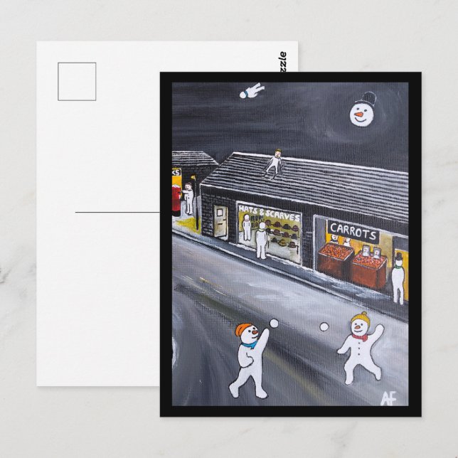 Carte Postale Peinture de Snow Town par Alfred Fox (Devant / Derrière)