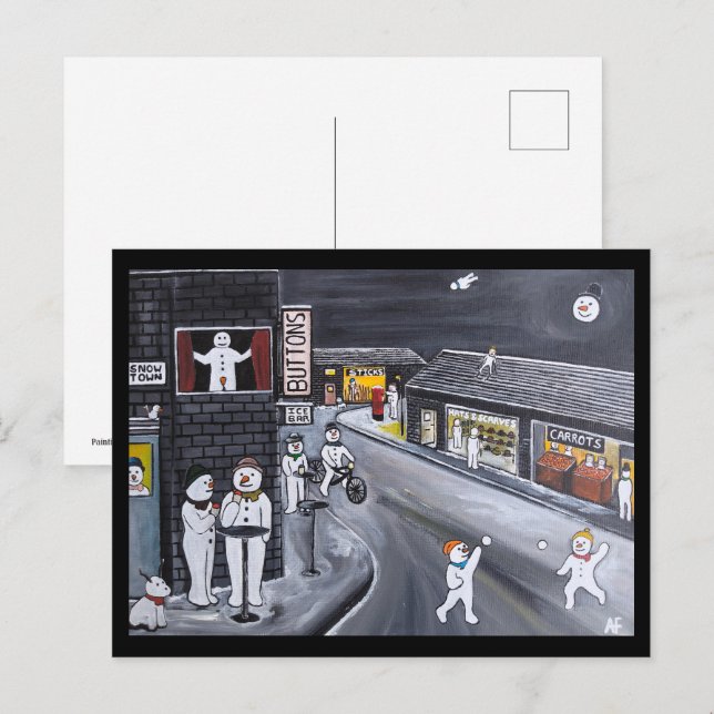Carte Postale Peinture de Snow Town par Alfred Fox (Devant / Derrière)