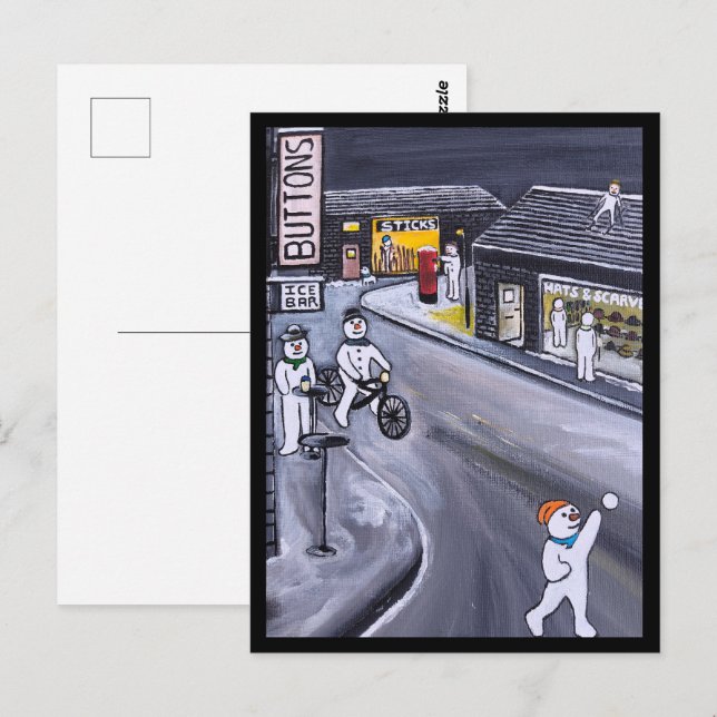 Carte Postale Peinture de Snow Town par Alfred Fox (Devant / Derrière)