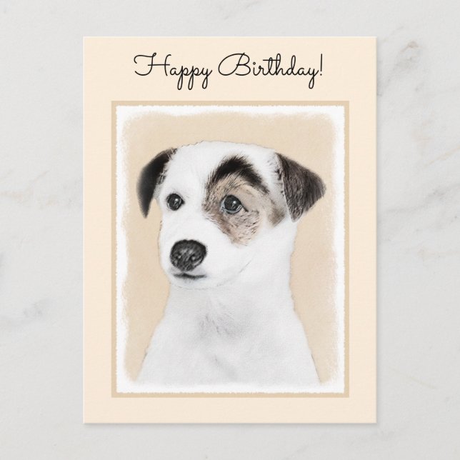 Carte Postale Peinture de Terrier Parson Jack Russell - Art Cani (Devant)