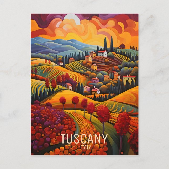 Carte Postale Peinture de Toscane en automne | Italie | Art (Devant)