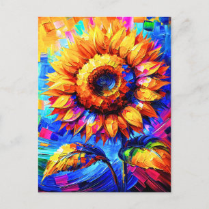 Carte Postale Peinture de tournesol Couleurs vives Puissance du
