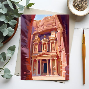 Carte Postale Peinture de voyage à Pétra Jordanie