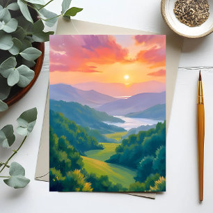 Carte Postale Peinture de voyage dans les Grandes Montagnes fumé