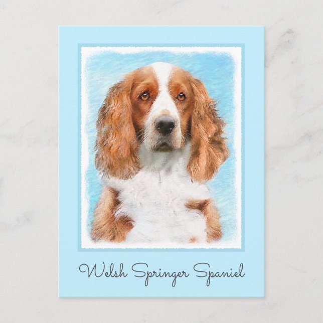 Carte Postale Peinture de Welsh Springer Spaniel - Art canin ori (Devant)