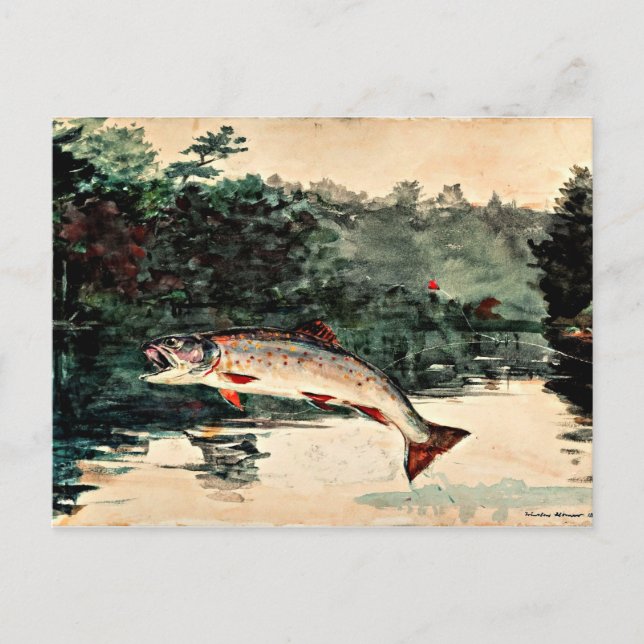Carte Postale Peinture de Winslow Homer, Truite bondissante (Devant)