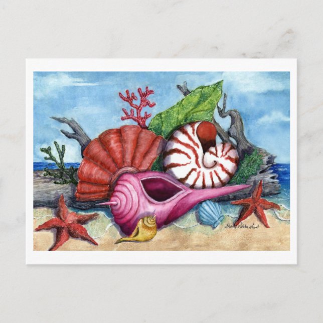 Carte postale Peinture des coquilles de plage (Devant)