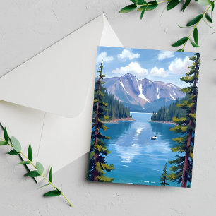 Carte Postale Peinture des montagnes du lac Tahoe