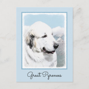 Carte Postale Peinture des Pyrénées - Art original du chien