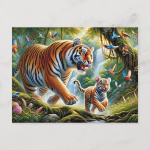Carte Postale Peinture d'Harmonie de la Jungle Tropicale