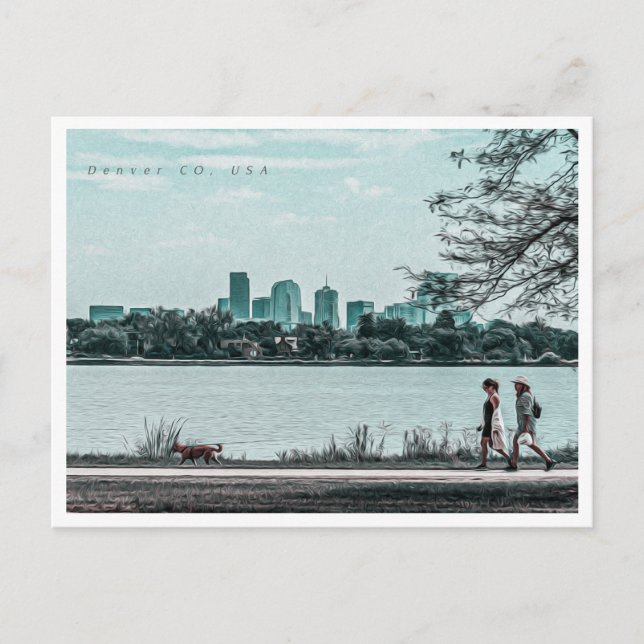 CARTE POSTALE PEINTURE D'HUILE DENVER COLORADO (Devant)