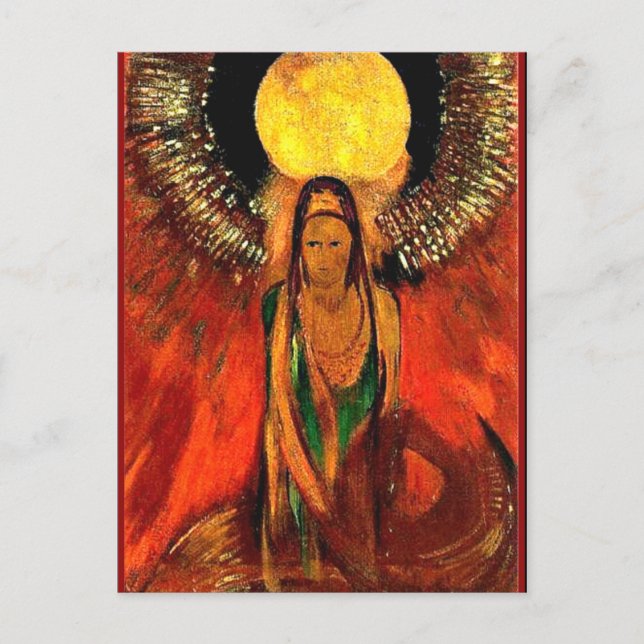 Carte Postale Peinture d'Odilon Redon, La flamme (déesse du feu) (Devant)