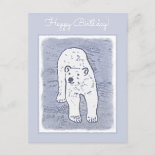 Carte Postale Peinture d'ours polaire sur glace - Art original d