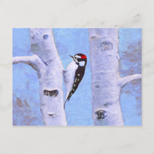 Carte Postale Peinture Downy Woodpecker - Art original pour oise