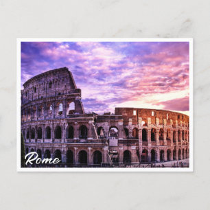 Carte Postale Peinture du Colisée à Rome au coucher du soleil