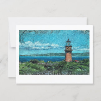 Carte Postale Peinture du phare de Gay Head dans le vignoble de 