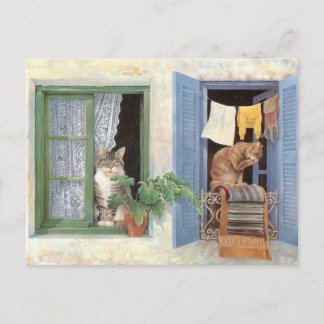 CARTE POSTALE PEINTURE EN CHAT