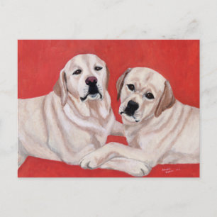 Carte Postale Peinture en duo jaune du Labrador