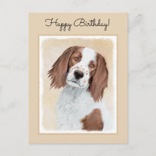 Carte Postale Peinture en Setter rouge et blanc irlandais - Art 