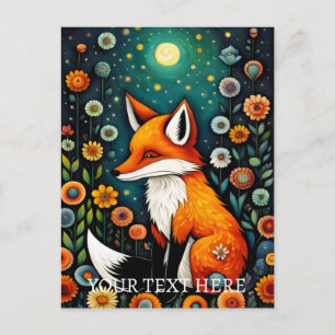 Carte Postale Peinture Fairy Spring Floral Fox