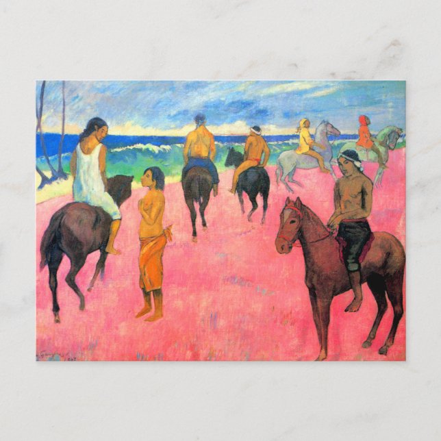Carte Postale Peinture fauviste Gauguin cavaliers d'art sur la p (Devant)