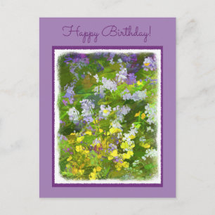 Carte Postale Peinture fleur sauvage Impasto - Art Fleur Origina