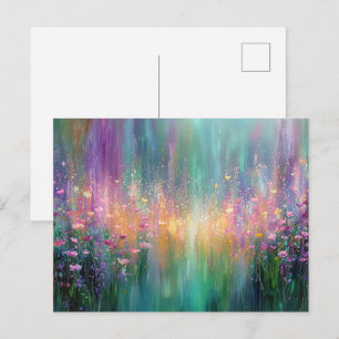 Carte Postale Peinture florale abstraite aux couleurs vives