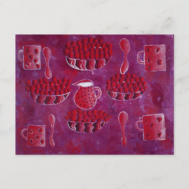 Carte Postale Peinture Fraises et Crème (Devant)