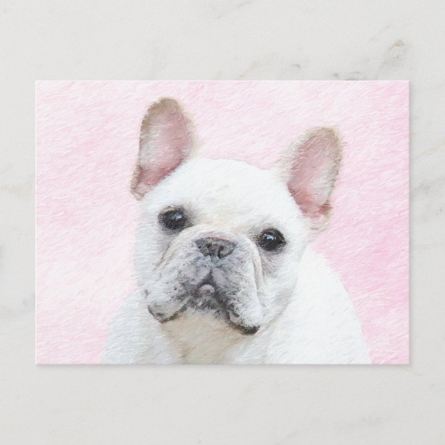 Carte Postale Peinture française de Bulldog (Crème/Blanc) - Art  (Devant)