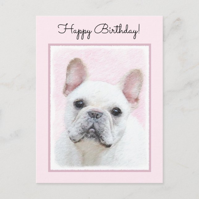 Carte Postale Peinture française de Bulldog (Crème/Blanc) - Art  (Devant)