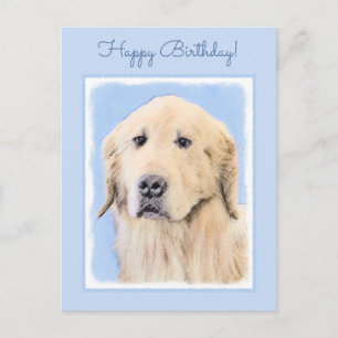 Carte Postale Peinture Golden Retriever - Joli art original chie