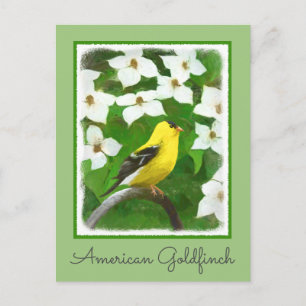 Carte Postale Peinture Goldfinch - Cute Original Chien Art