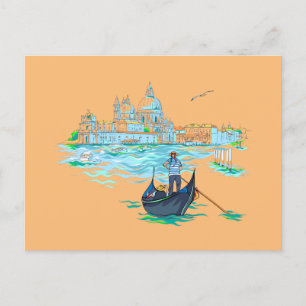 Carte Postale Peinture gondolier de Venise