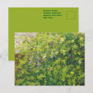 Carte Postale Peinture graphique artistique de buisson floral à 