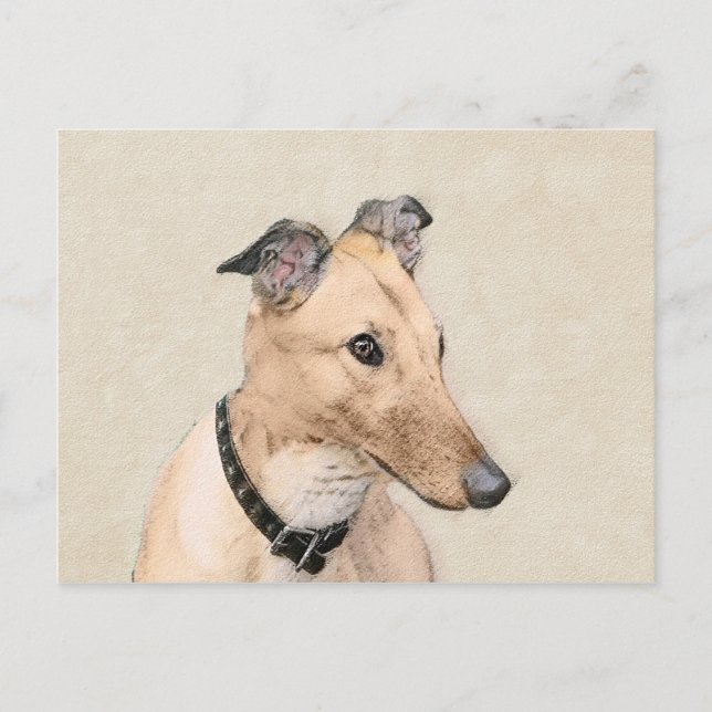 Carte Postale Peinture Greyhound - Cute Original Chien Art (Devant)