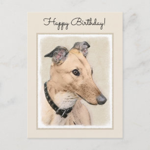 Carte Postale Peinture Greyhound - Cute Original Chien Art