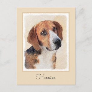 Carte Postale Peinture Harrier - Joli art original chien