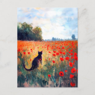 Carte Postale Peinture impressionniste à l'huile de chat dans le
