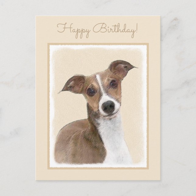 Carte Postale Peinture italienne Greyhound - Cute Original Chien (Devant)