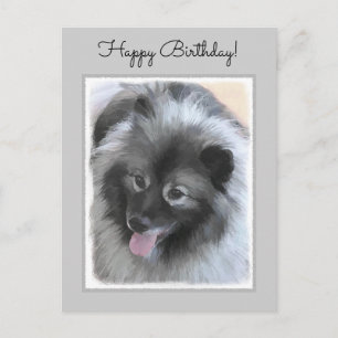Carte Postale Peinture Keeshond Bailey - Cute Original Chien Art