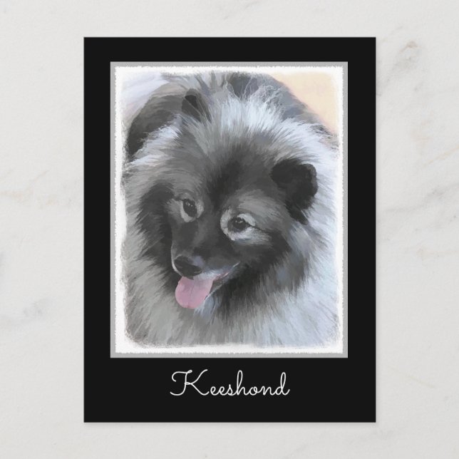Carte Postale Peinture Keeshond Bailey - Cute Original Chien Art (Devant)