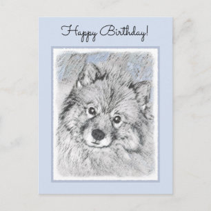 Carte Postale Peinture Keeshond Beth - Joli art original chien