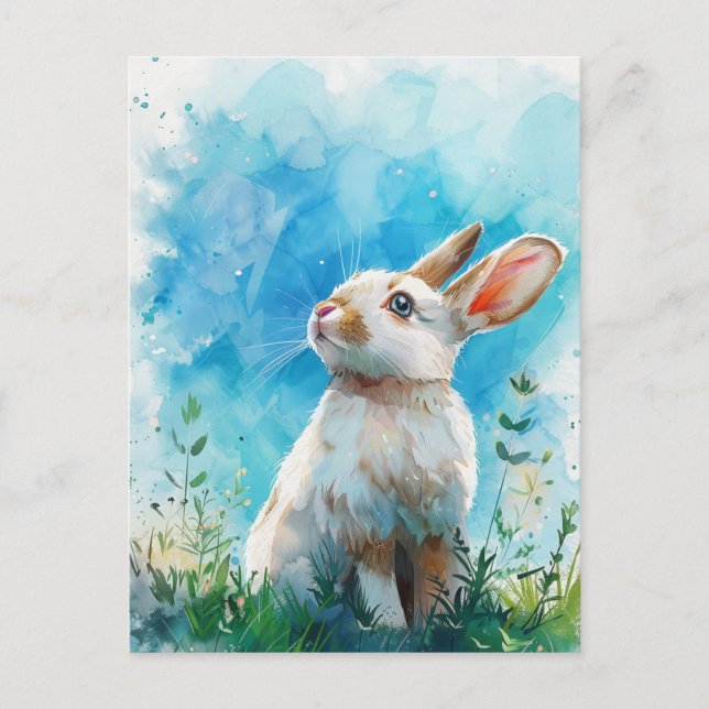Carte postale Peinture lapin vintage (Devant)