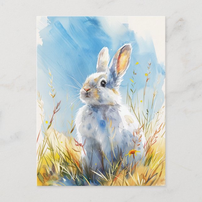 Carte postale Peinture lapin vintage (Devant)