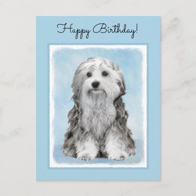 Carte Postale Peinture Lowchen - Cute Original Chien Art (Devant)