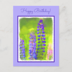Carte Postale Peinture Lupine - Art Fleur Original