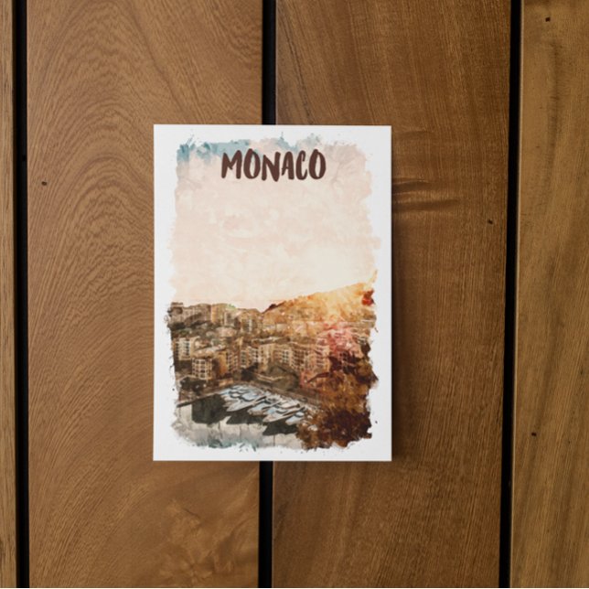 Carte Postale Peinture magnifique du coucher de soleil à Monaco (Créateur téléchargé)